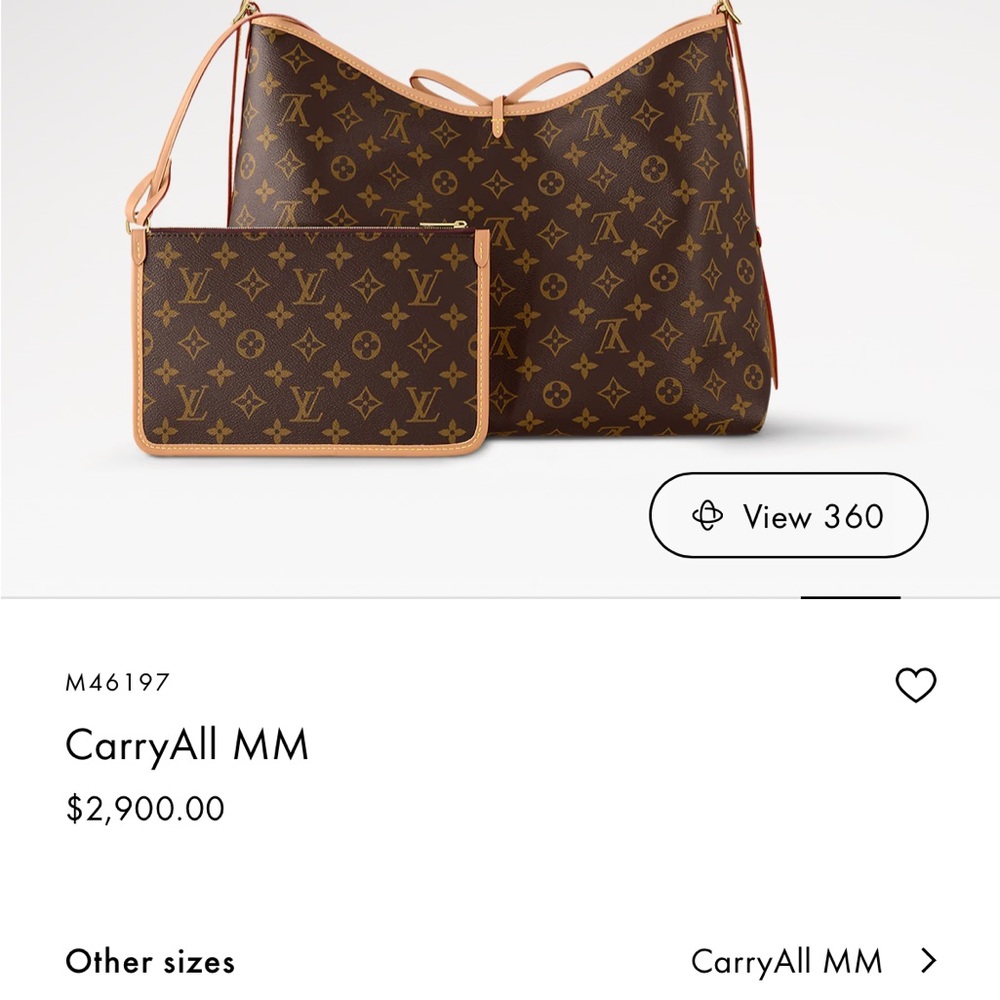 Louis Vuitton Monogram CarryAll MM Tote Set